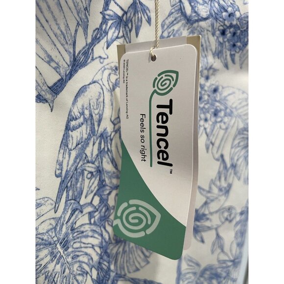 ELIE TAHARI Skinny Ankle Womens Pants White Blue Tropical Floral Bird Havana 10 - Picture 7 of 11